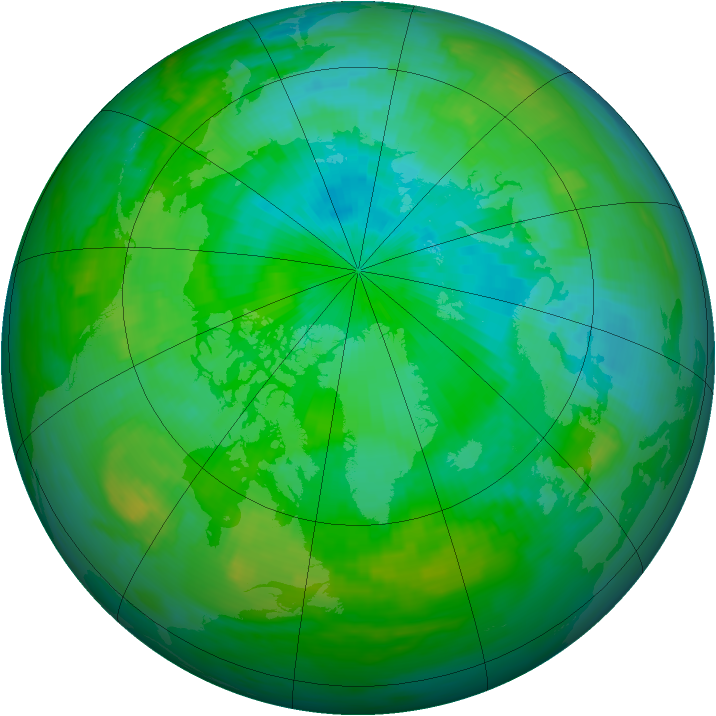 Arctic ozone map for 17 August 1985